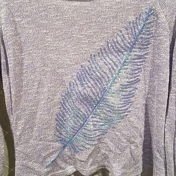 Aeropostale Purple Sweater Leaf Sequin Size Junior's Medium - Picture 3 of 6